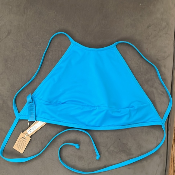 Skims Recycled Swim High Top Neck Top/ Turquoise NWT - Picture 3 of 9